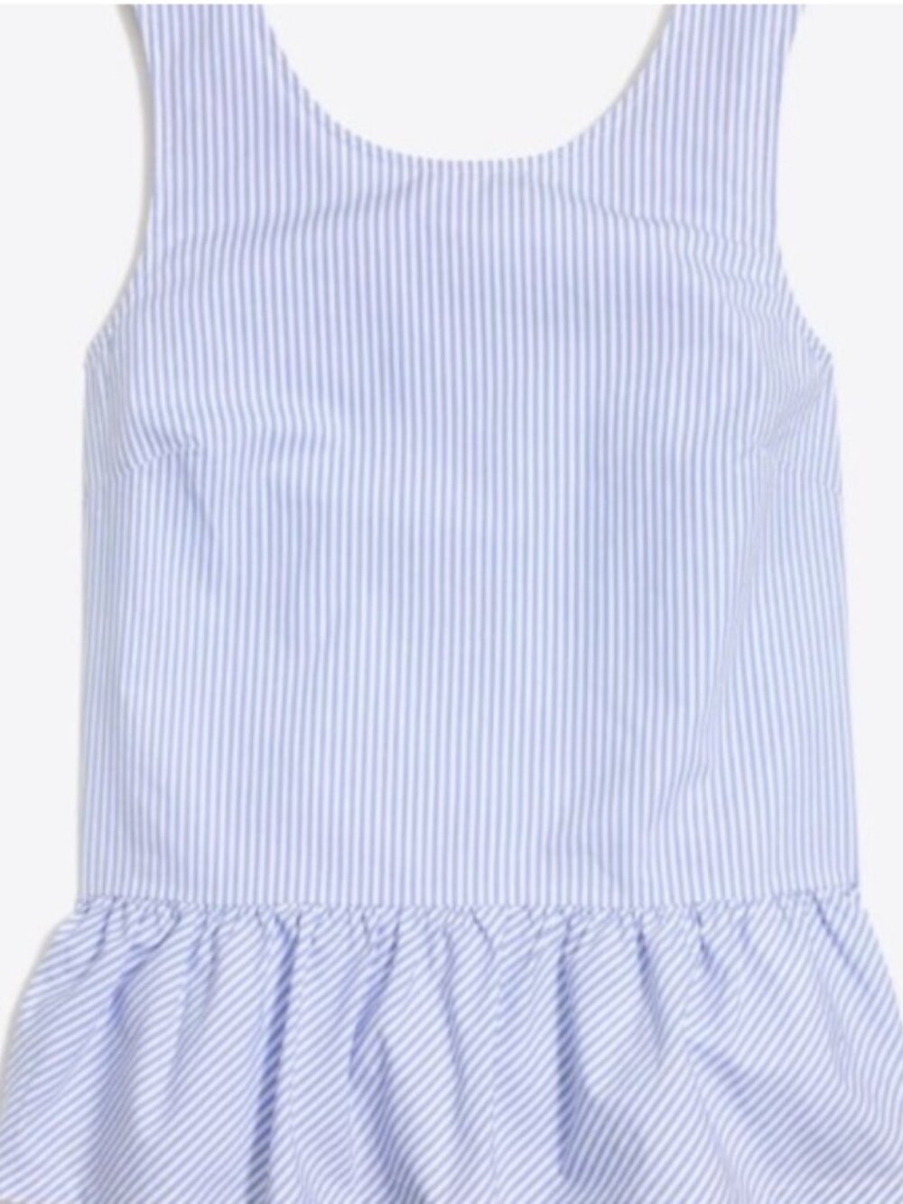 J. Crew Light Blue and White Striped Peplum Blouse with Ruffle Hem
